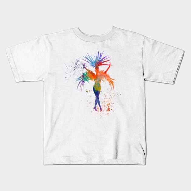 Watercolor cabaret carnival dancer Kids T-Shirt by PaulrommerArt